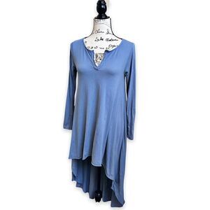 Mono B High-Low Blue Shirt Top Size S